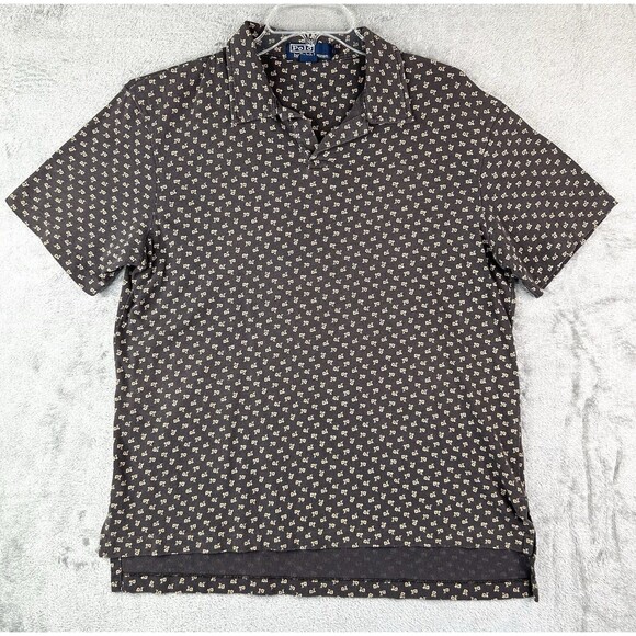 Ralph Lauren Polo Golf Shirt Sz M Brown Floral All Over Print - Picture 1 of 6